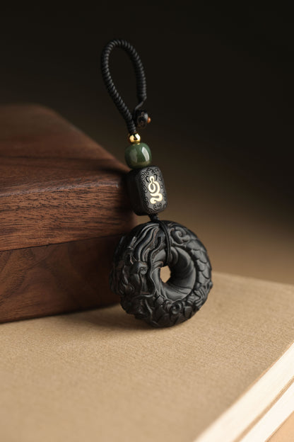 Zen Peace Handcrafted Black Sandalwood Locket – Auspicious Dragon