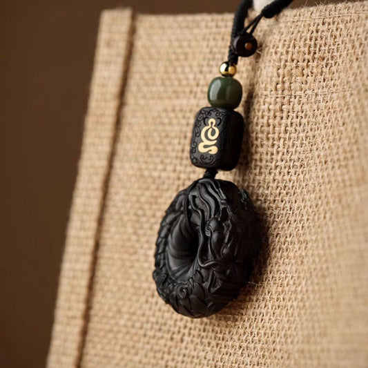 Zen Peace Handcrafted Black Sandalwood Locket – Auspicious Dragon