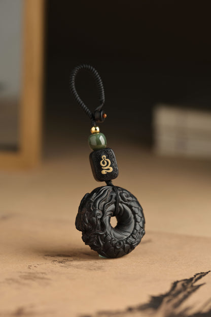 Zen Peace Handcrafted Black Sandalwood Locket – Auspicious Dragon