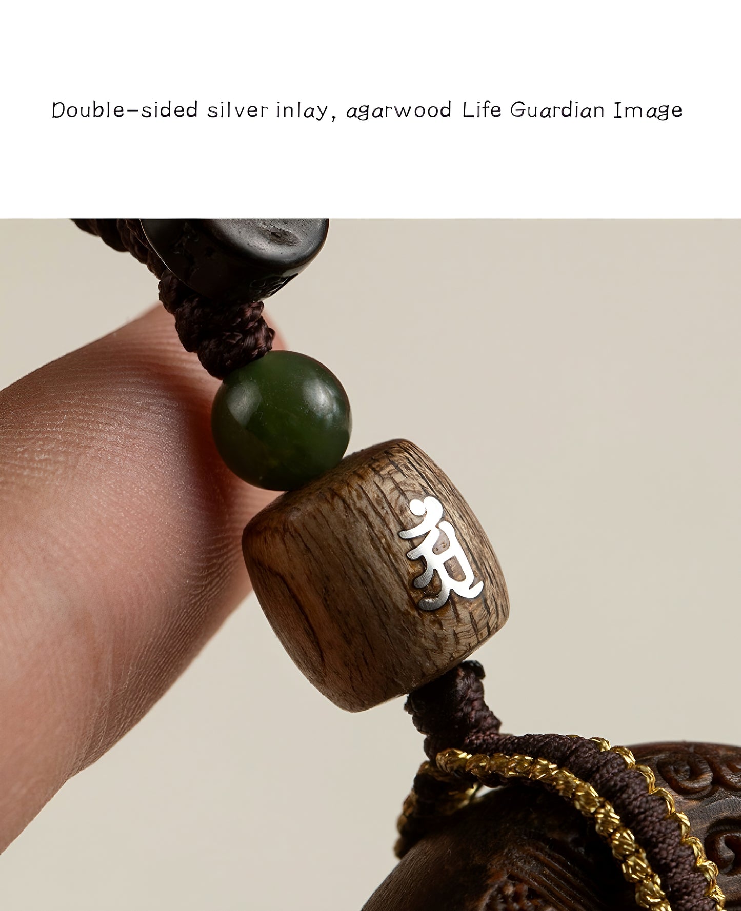 Zen Peace Premium Handcrafted Agarwood Peace Pendant Keychain with Silver Inlay – Exquisite Natal Buddha